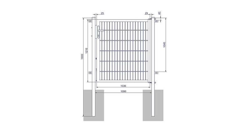 Universal door medium 1-leaf anthracite H 1200 x W 1090 mm incl. gateposts