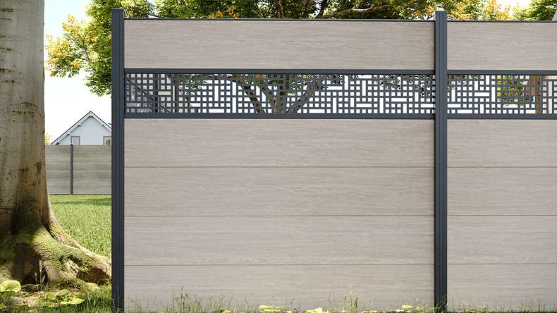planeo Basic - PVC-Push-Pin Fence Square Sheffield Oak
