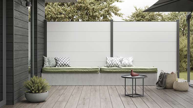 planeo Basic - PVC Plug-in Fence Square White 180 x 180 cm