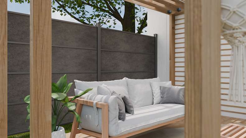 planeo Gardence Resistant - HPL plug-in fence anthracite grey 180 x 183 cm