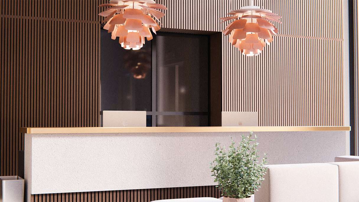 planeo acoustic panels - walnut 2480 x 600 x 21.5 mm | fire-retardant