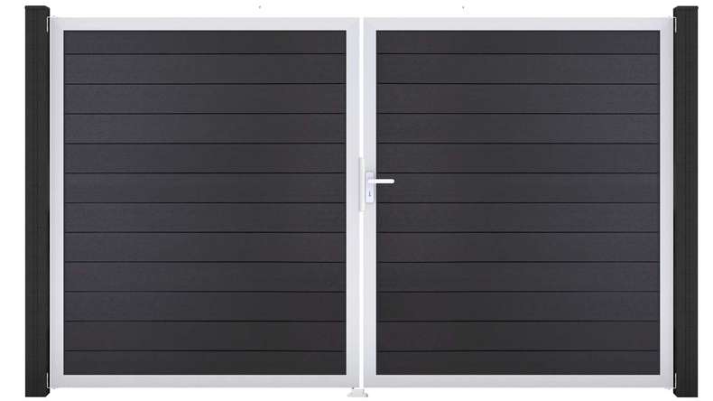 planeo Gardence BPC door - DIN right 2-leaf anthracite grey with silver aluminium frame
