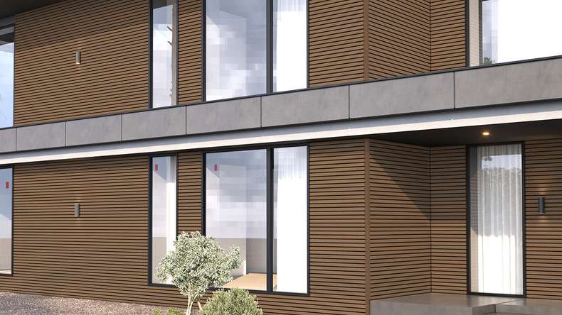 planeo LINEA Wide – WPC CoEx cladding, Ipe Brown, 2900 x 181 mm