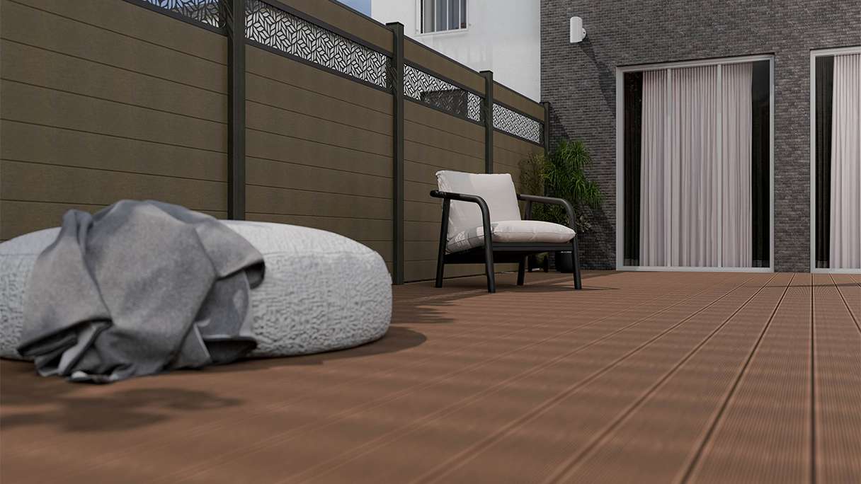 planeo Gardence Strong - BPC plug-in fence Leafs Terra 180 x 180 cm