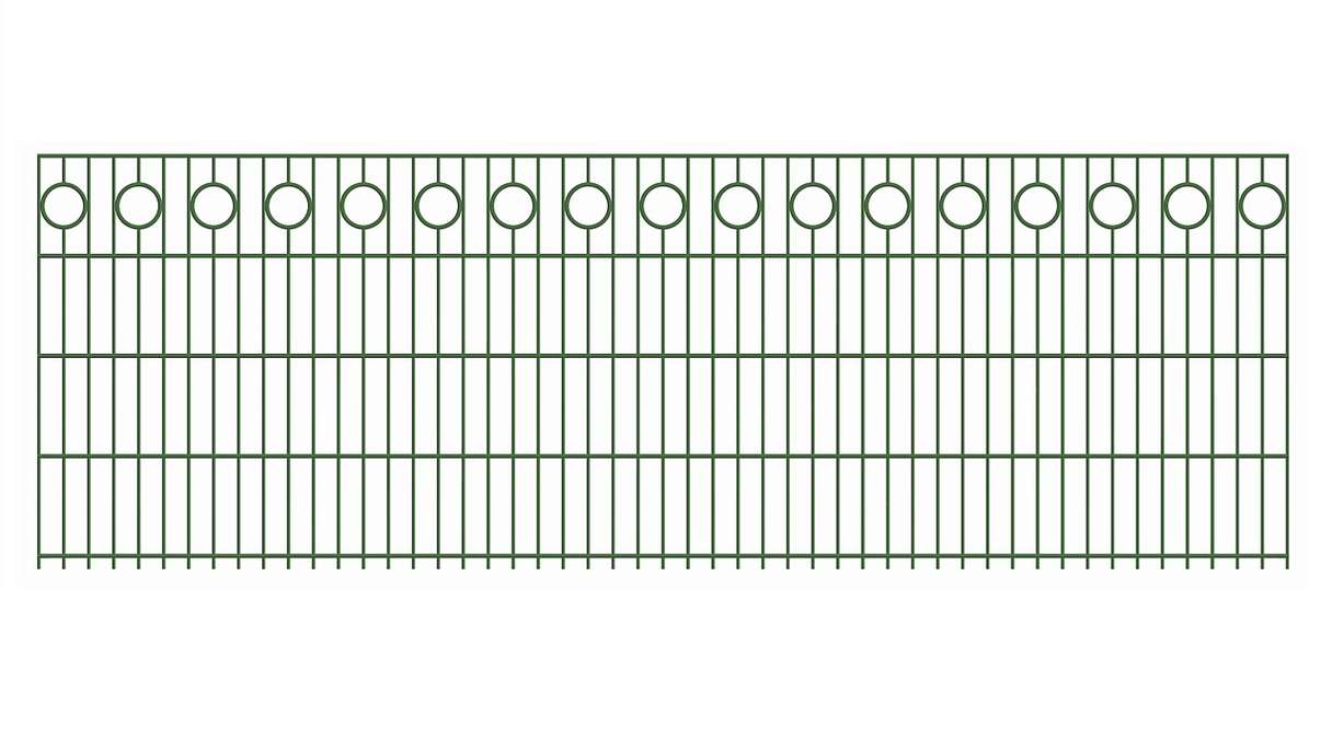 planeo double-rail decorative fence Halo 6/6/6 RAL 6005 moss green