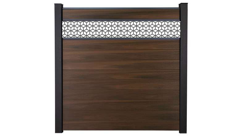 planeo Gardence Strong - BPC plug-in fence Cube walnut co-ex 180 x 180 cm