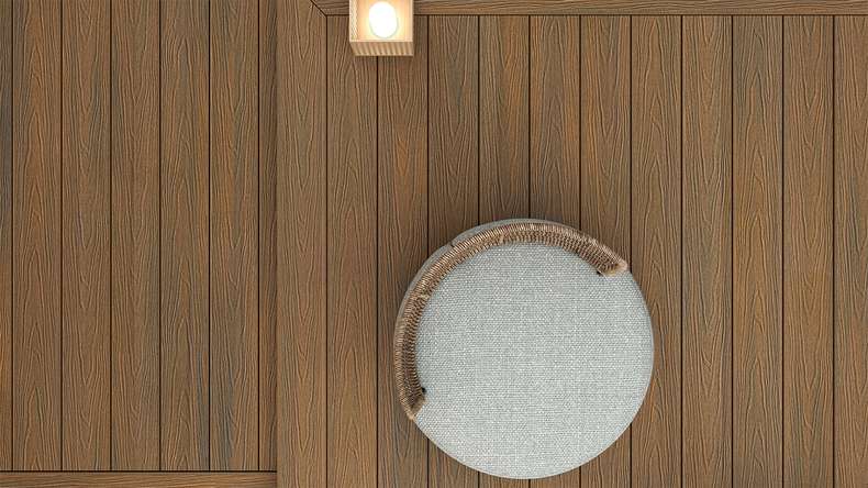 planeo MAXLine Nature - WPC CoEx wrapped XL decking board hollow chamber - Burma teak 3m textured/smooth brushed