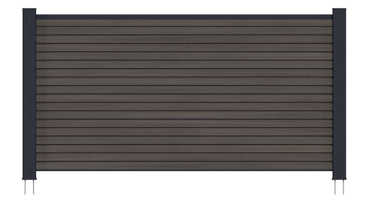planeo LINEA - WPC CoEx Rhombus Front Garden Plug-in Fence, Dark Grey, 180 x 90 cm
