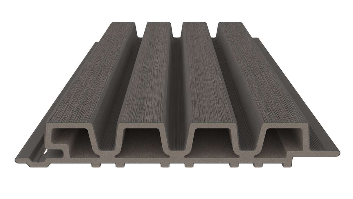 planeo LINEA Slim – WPC CoEx cladding, dark grey, 2900 x 215 mm