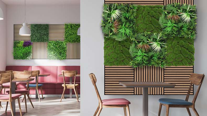 planeo acoustic panel - MixWall Moss Mood Forest Green Big Bulk 52 x 52 cm | Art Moss (PLMW-00211C)