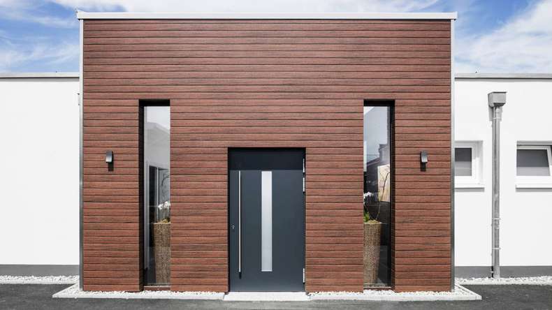 planeo Fassado - WPC rhombus strip facade cladding Prime maroon