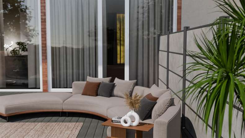 planeo Gardence Resistant - HPL plug-in fence concrete grey 180 x 183 cm