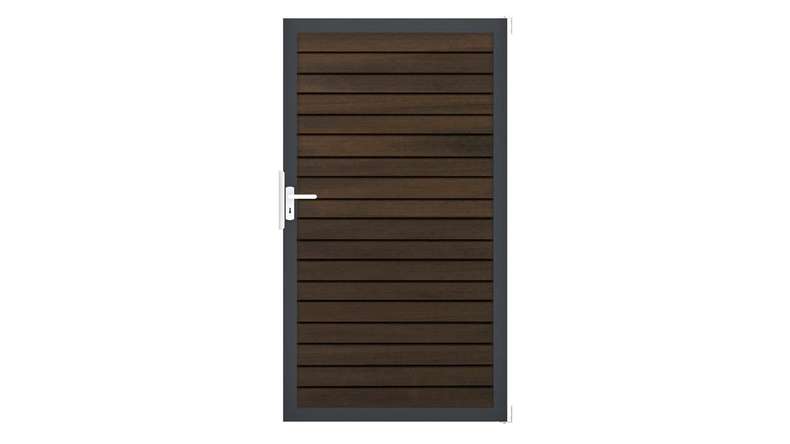 planeo Gardence Rhombus universal door - walnut co-extruded with anthracite aluminium frame