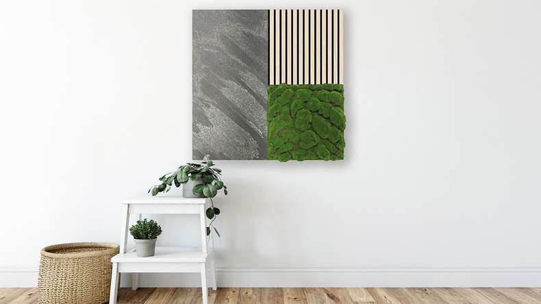 planeo acoustic panel - MixWall Mineral Mood Grey Slate 52 x 104 cm | real stone (PLMW-20411C)