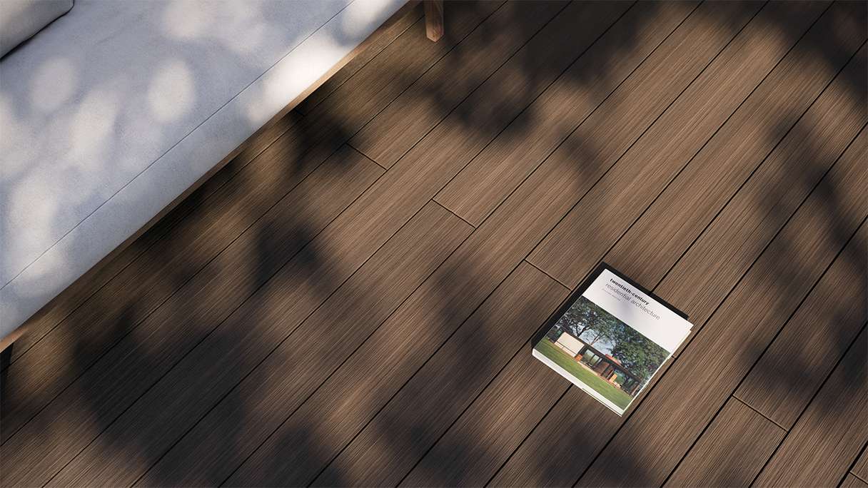 planeo AntikWood WPC Solid decking board - Brown 4.8m antique aged