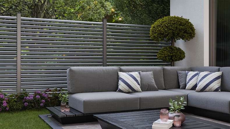 planeo Gardence Metallic Ellipse - Aluminium Garden Fence Square Anthracite | DB703