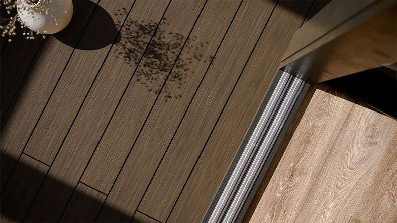 planeo AntikWood WPC decking complete set solid planks - brown antique aged