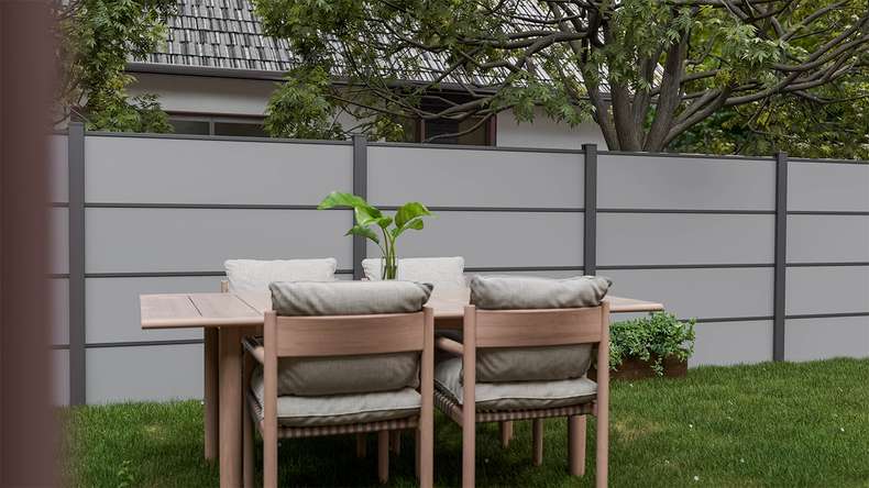 planeo Gardence Resistant - HPL plug-in fence uni grey 180 x 183 cm