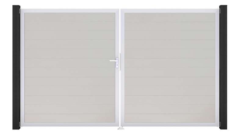 planeo Gardence Simply Small - PVC-Tor 2-flügelig Weiss mit Alurahmen 300 x 180 cm