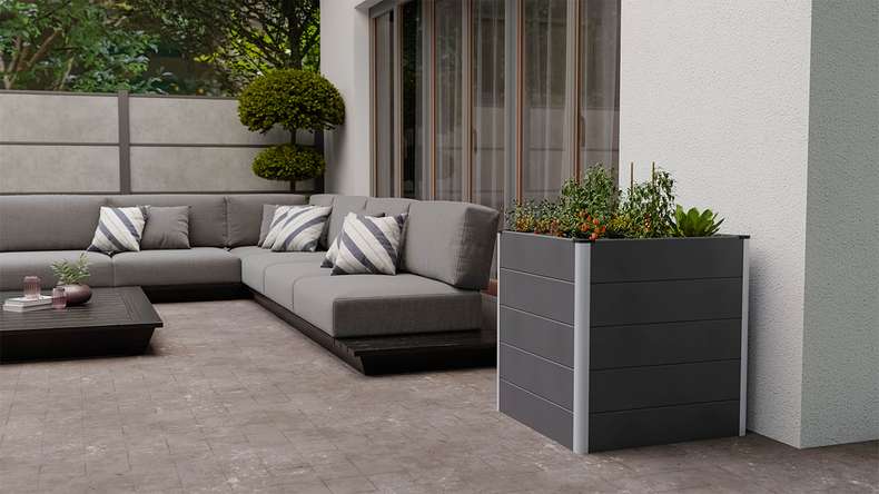 planeo BPC raised bed Cube - anthracite | DB703 70 x 70 x 75 cm