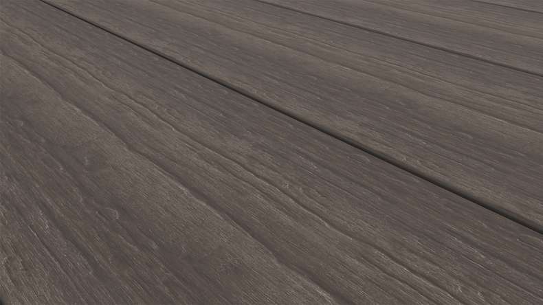 planeo MAXLine Antique - WPC CoEx coated XL decking solid - dark brown 3m rustic textured/smooth brushed