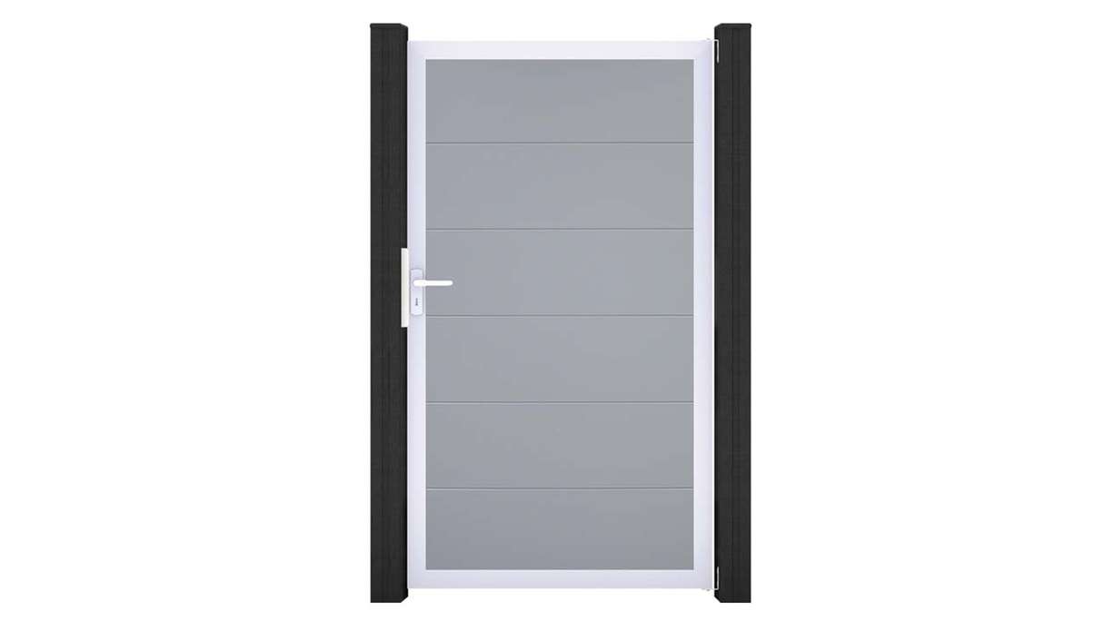 planeo Gardence Simply – Silver-grey universal PVC gate with aluminium frame, 100 x 180 cm