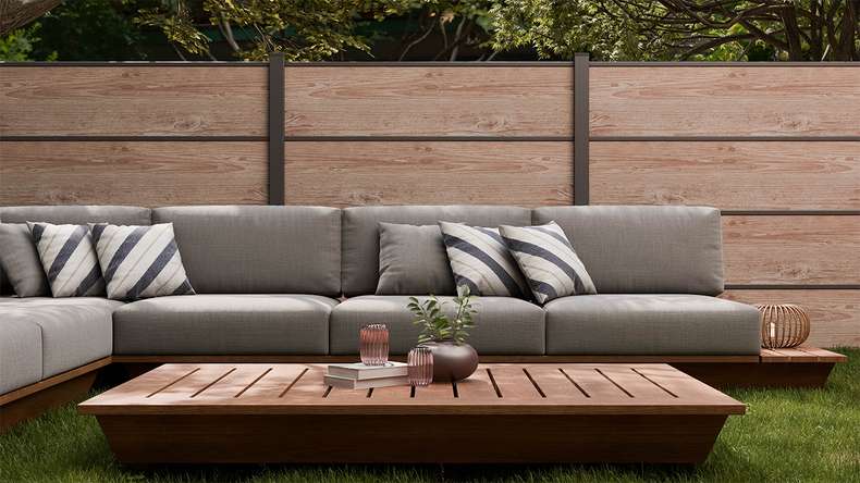 planeo Gardence Resistant - HPL plug-in fence wood look 180 x 183 cm