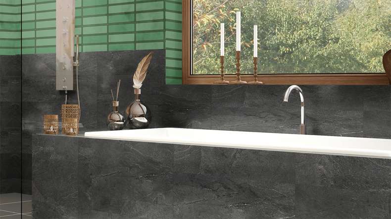 planeo Revea - Plastic wall panelling Slate Matt 60 x 30 cm