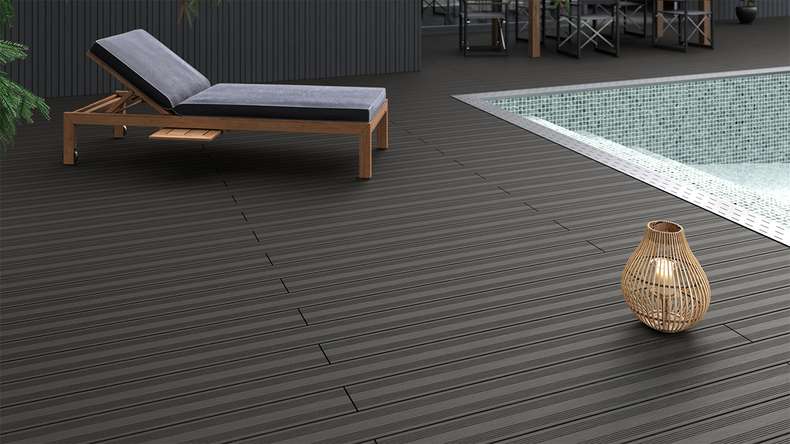 planeo SolidWood WPC decking board solid - Dark grey 3m french/structured