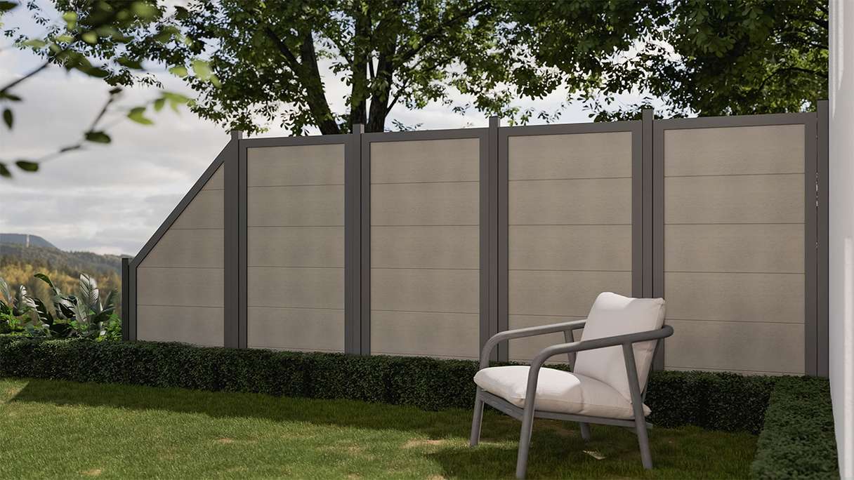 planeo Viento - garden fence upright Bi-Color with aluminium frame in anthracite