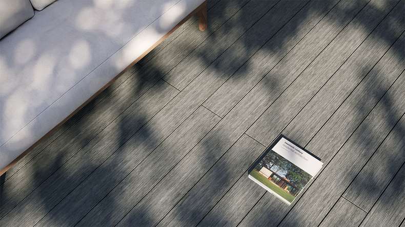 planeo AntikWood WPC decking board solid - Stone grey 4.2m antique aged