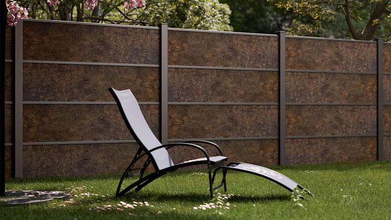 planeo Gardence Resistant - HPL plug-in fence rust-look 180 x 183 cm