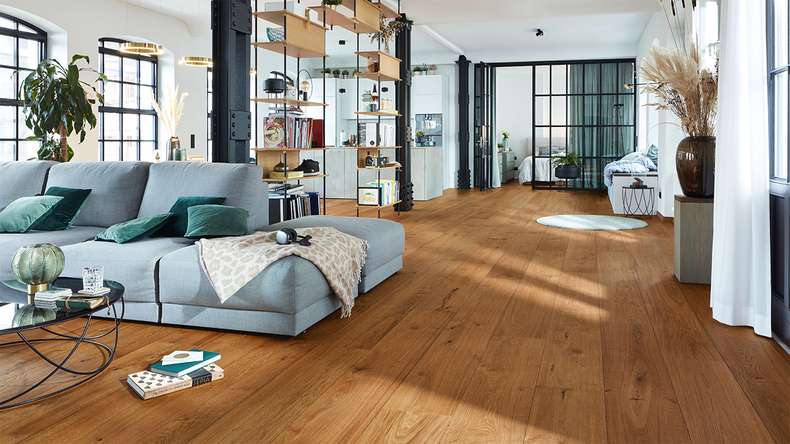MEISTER Lindura wood flooring HD 400 - 08911 Oak authentic chestnut brown natural oiled 2200 x 270 x 11 mm (500213-2200270-08911)