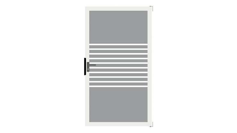 planeo Ambiente - glass privacy gate DIN left strip with aluminium frame 100 x 180 cm