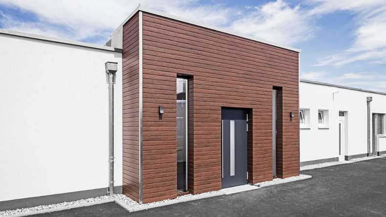 planeo Fassado - WPC rhombus strip facade cladding chestnut brown