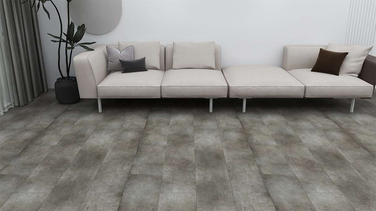 planeo Rigid click vinyl - STEINWERK PUCore XL Stone grey loft | integrated footfall sound insulation (NF-FXL-297)