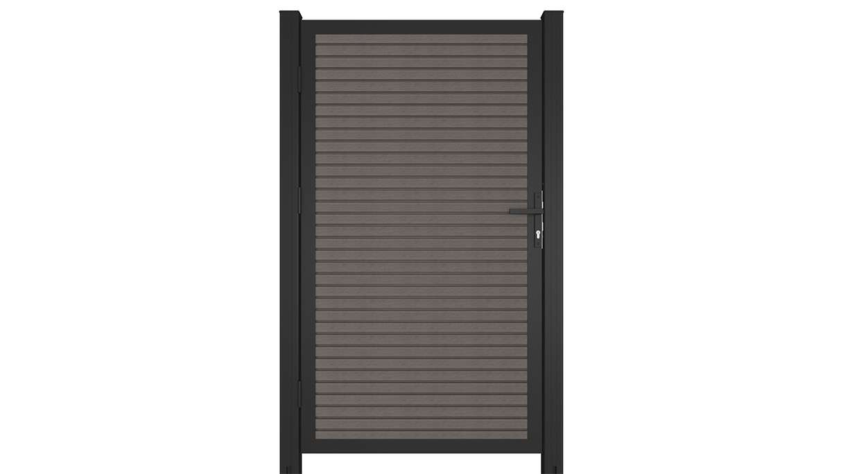 planeo LINEA - WPC CoEx Rhombus universal door dark grey with anthracite aluminium frame 100 x 180