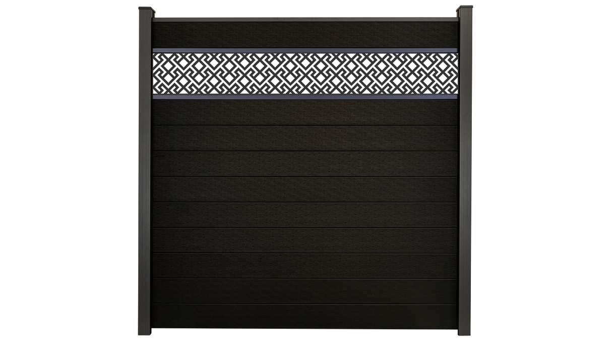 planeo Gardence Strong - BPC plug-in fence Abstract Black co-ex 180 x 180 cm
