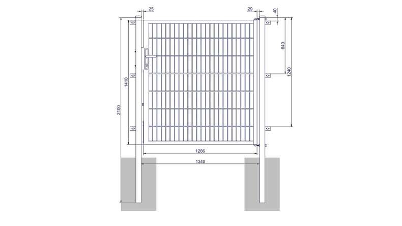 Universal door medium 1-leaf moss green H 1400 x W 1340 mm incl. gateposts
