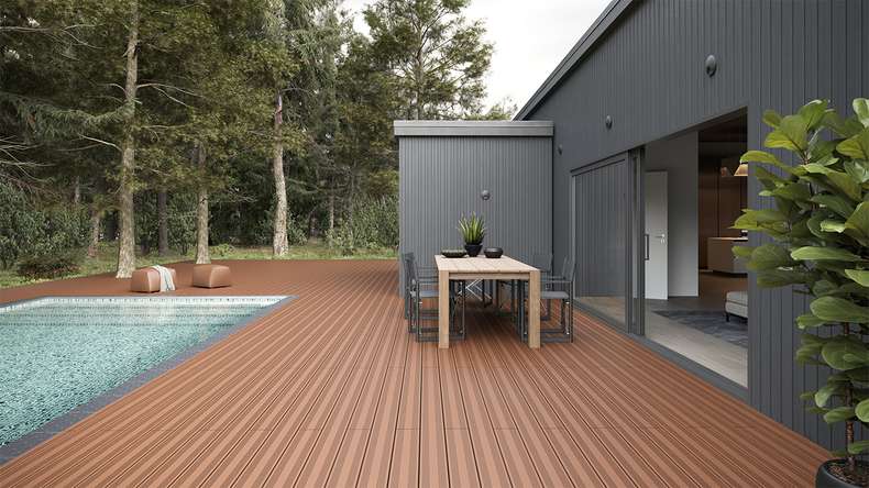 planeo SolidWood WPC decking complete set solid plank - light brown French/textured