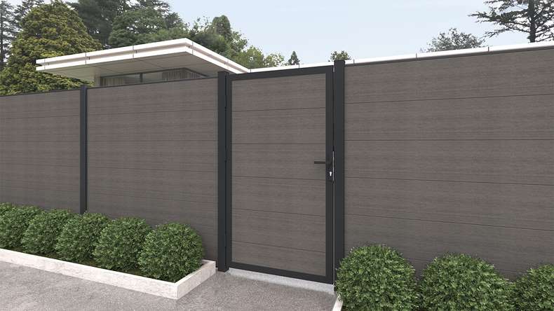 planeo INFINITY XL-Board - WPC CoEx plug-in fence dark grey 176 x 183