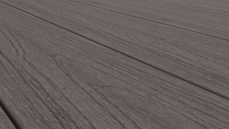 planeo MAXLine Nature - WPC CoEx coated XL decking board hollow chamber - dark grey 3m textured/smooth brushed