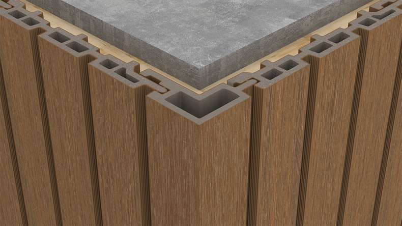 planeo LINEA – WPC CoEx external corner, Burma Teak, 2900 x 62 x 55 mm