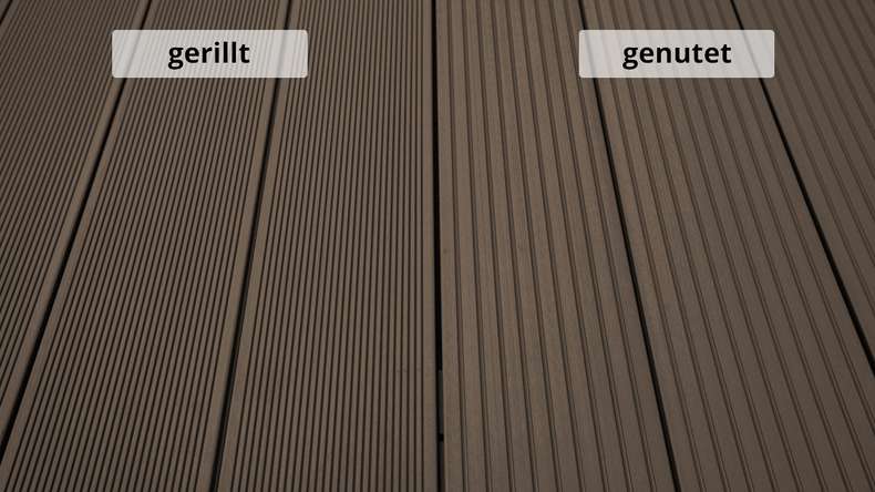 Complete set TitanWood 5m hollow core plank grooved structure dark brown 55.5m² incl. Alu-UK