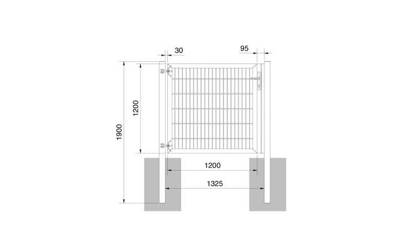 Universal door heavy 1-leaf hot-dip galvanised H 1200 x W 1325 mm incl. gateposts