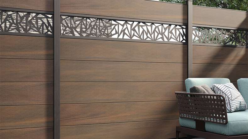 planeo Solid Grande - plug-in fence standard walnut co-ex