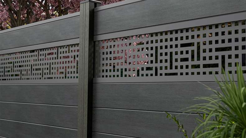 planeo Gardence Strong - BPC plug-in fence mesh stone grey co-ex 180 x 180 cm