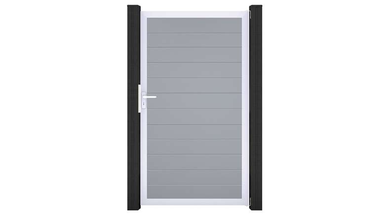 planeo Gardence Simply Small – Universal PVC gate, silver-grey with aluminium frame, 100 x 180 cm