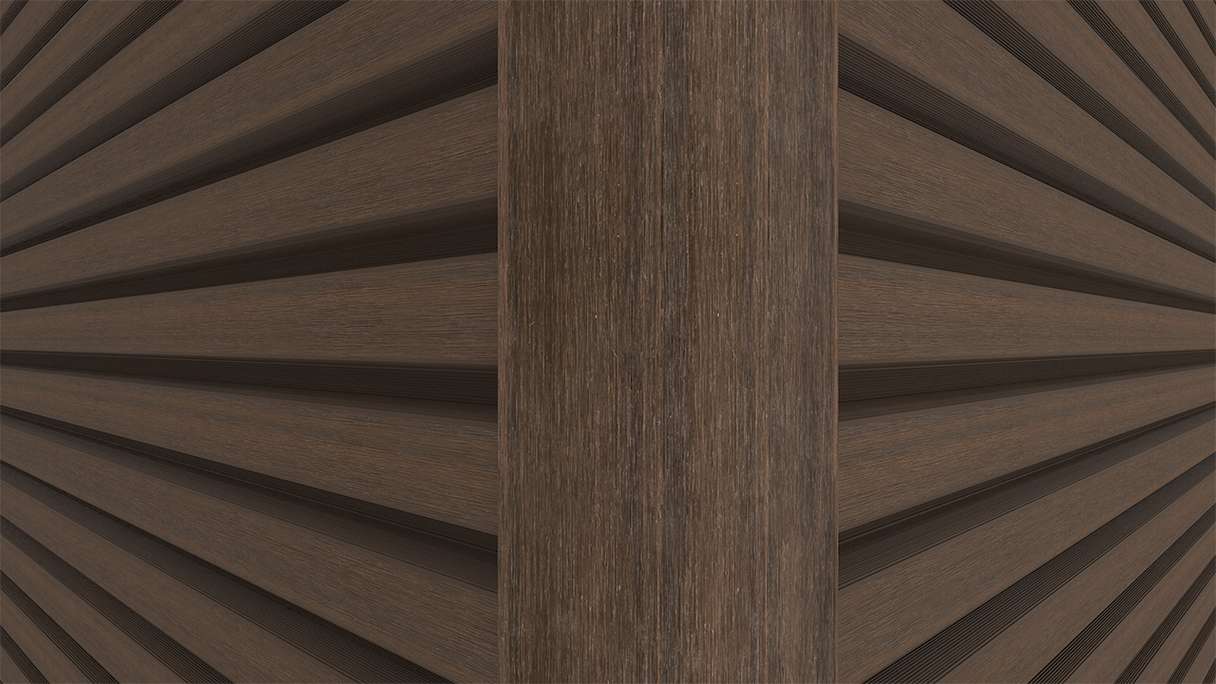 planeo LINEA – Aluminium CoEx external corner profile, Ipe Brown, 3000 x 66 x 66 mm