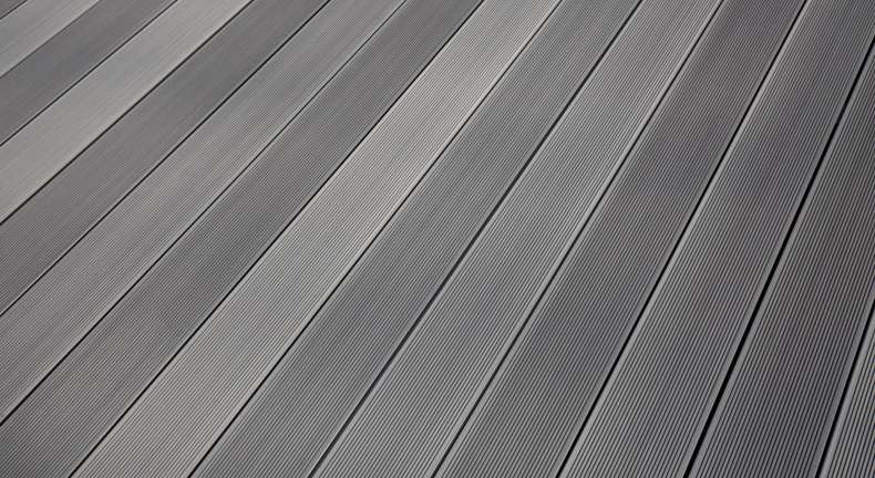Complete set TitanWood 4m hollow core plank grooved structure Light grey 8.8m² incl. Alu-UK